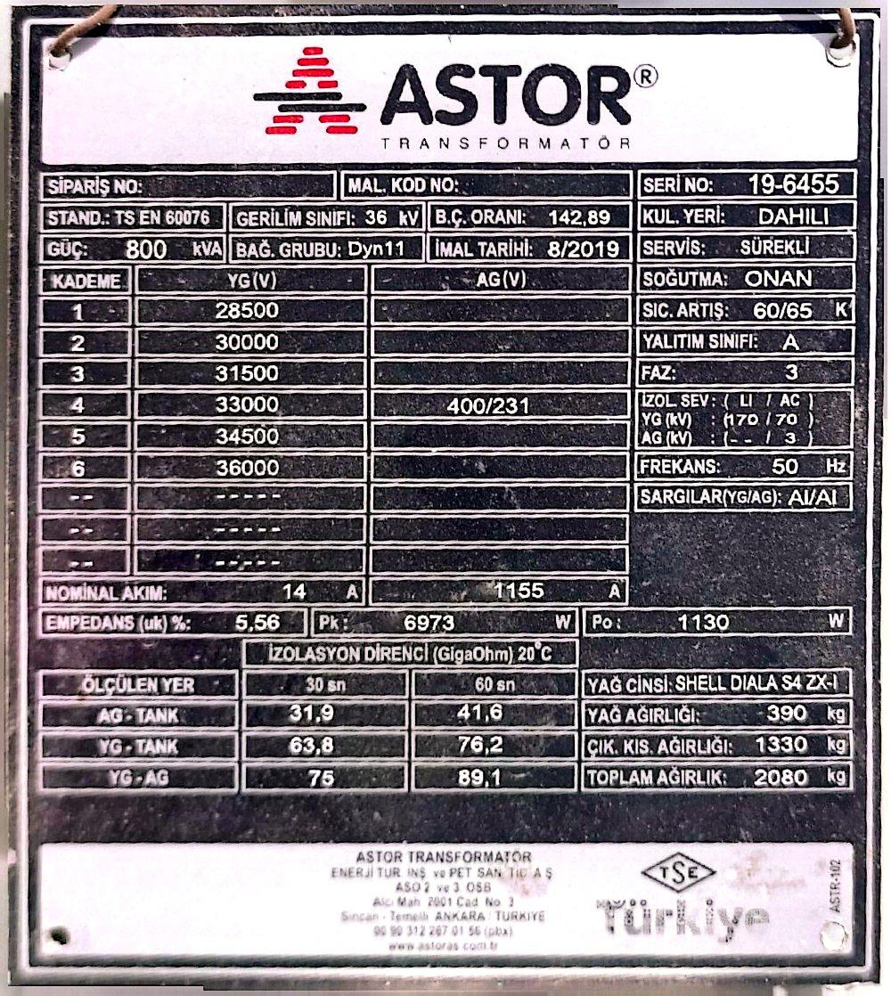ASTOR 800 kVA
